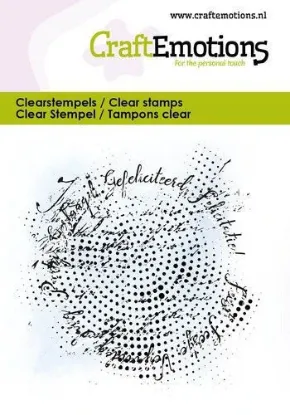 Afbeeldingen van CraftEmotions clearstamps 6x7cm - Grunge cirkel Gefeliciteerd NL