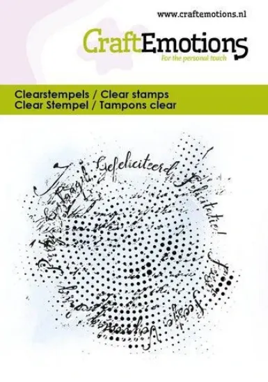 Afbeeldingen van CraftEmotions clearstamps 6x7cm - Grunge cirkel Gefeliciteerd NL