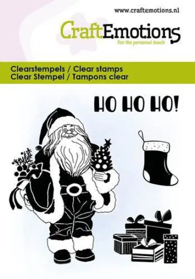 Afbeeldingen van CraftEmotions clearstamps 6x7cm - Kerstman met cadeau‘s