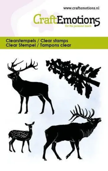Afbeeldingen van CraftEmotions clearstamps 6x7cm - Rendieren met boom