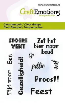 Afbeeldingen van CraftEmotions clearstamps 6x7cm - Tekst Stoere vent - Proost NL