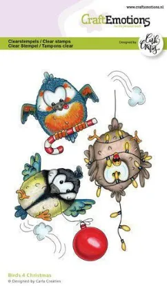 Afbeeldingen van CraftEmotions clearstamps A6 - Birds 4 Christmas Carla Creaties