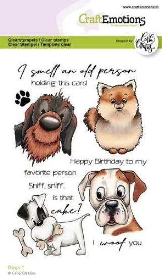 Afbeeldingen van CraftEmotions clearstamps A6 - Dogs 1 Carla Creaties