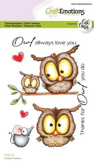 Afbeeldingen van CraftEmotions clearstamps A6 - Owls 2 Carla Creaties