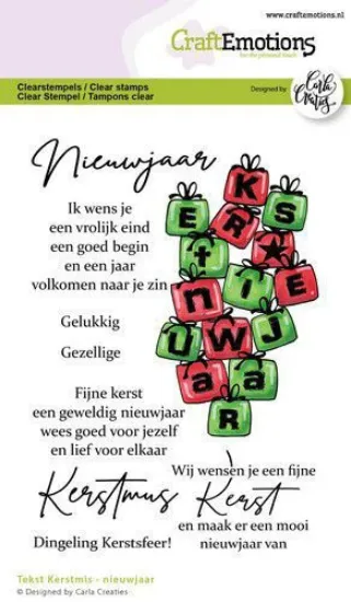 Afbeeldingen van CraftEmotions clearstamps A6 - Tekst Kerstmis - nieuwjaar (NL) Carla Creaties