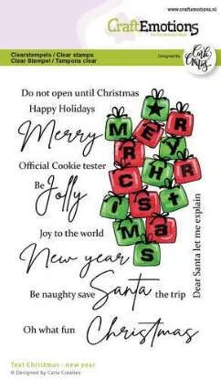 Afbeeldingen van CraftEmotions clearstamps A6 - Text Christmas - new year (EN) Carla Creaties