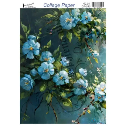 Afbeeldingen van Blauwe bloemen - Josephiena's collagepapier - CP-030