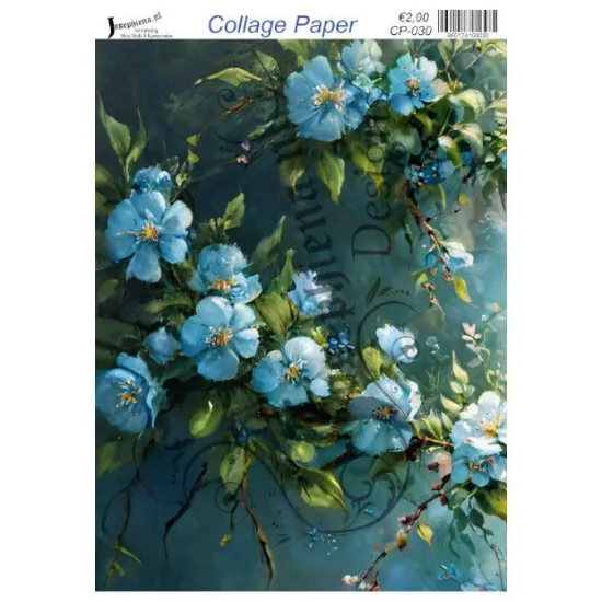 Afbeeldingen van Blauwe bloemen - Josephiena's collagepapier - CP-030