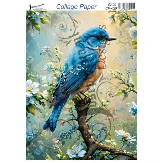 Afbeeldingen van Blauwe vogel - Josephiena's collagepapier - CP-029