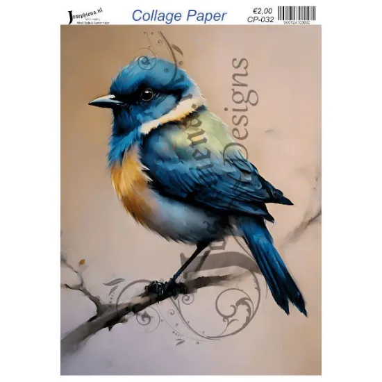 Afbeeldingen van Blauwe vogel - Josephiena's collagepapier - CP-032