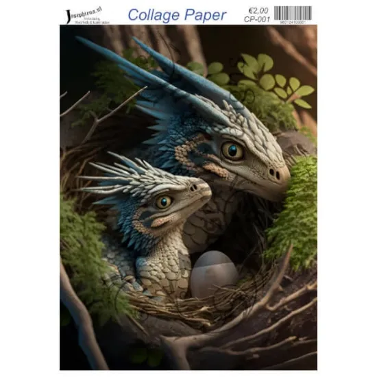 Afbeeldingen van Draken in het nest - Josephiena's collagepapier - CP-001