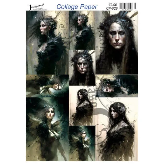 Afbeeldingen van Donkere bloemenvrouwen - Josephiena's collagepapier - CP-028