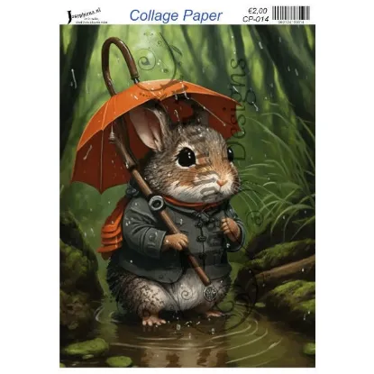 Afbeeldingen van Hamster met paraplu - Josephiena's collagepapier - CP-014