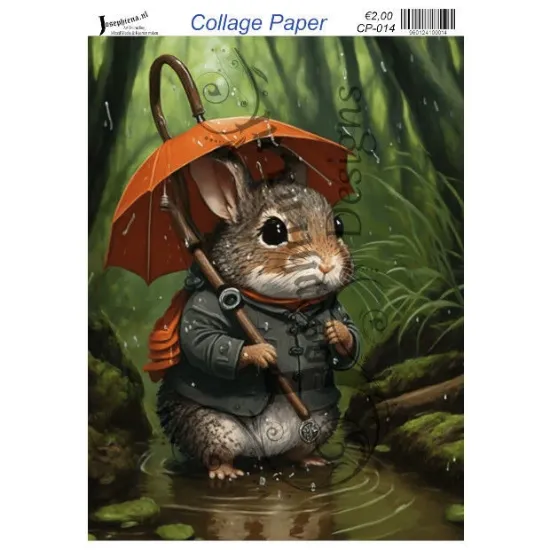 Afbeeldingen van Hamster met paraplu - Josephiena's collagepapier - CP-014