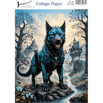 Afbeeldingen van Blauwe wolf - Josephiena's collagepapier - CP-151