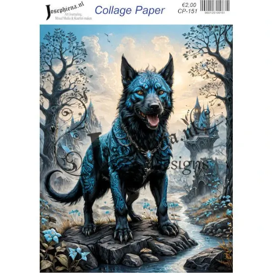 Afbeeldingen van Blauwe wolf - Josephiena's collagepapier - CP-151