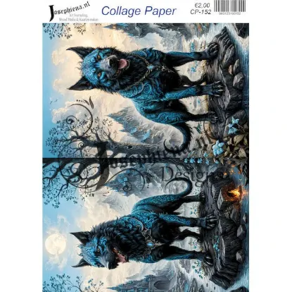 Afbeeldingen van Blauwe wolf - Josephiena's collagepapier - CP-152