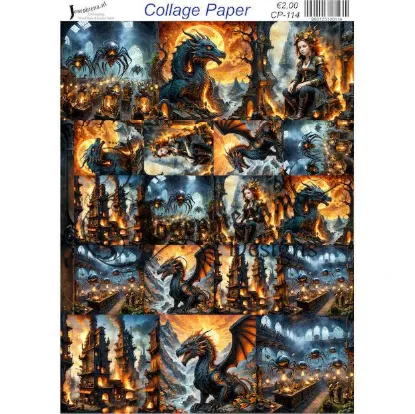 Afbeeldingen van Draak en spinnenkasteel - Josephiena's collagepapier - CP-114