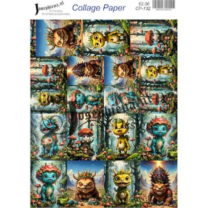 Afbeeldingen van Boswezentjes met paddenstoelen - Josephiena's collagepapier - CP-132