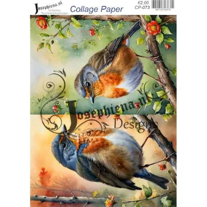 Afbeeldingen van Zangvogels met bloesems - Josephiena's collagepapier - CP-073