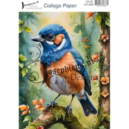 Afbeeldingen van Blauwe vogel - Josephiena's collagepapier - CP-069