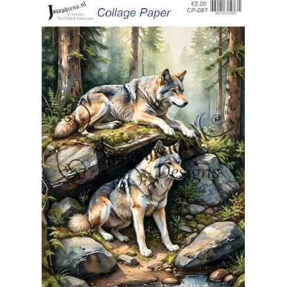 Afbeeldingen van Wolven in het bos - Josephiena's collagepapier - CP-097