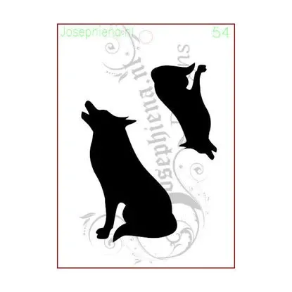 Afbeeldingen van Huilende wolf - stencil - A6S054