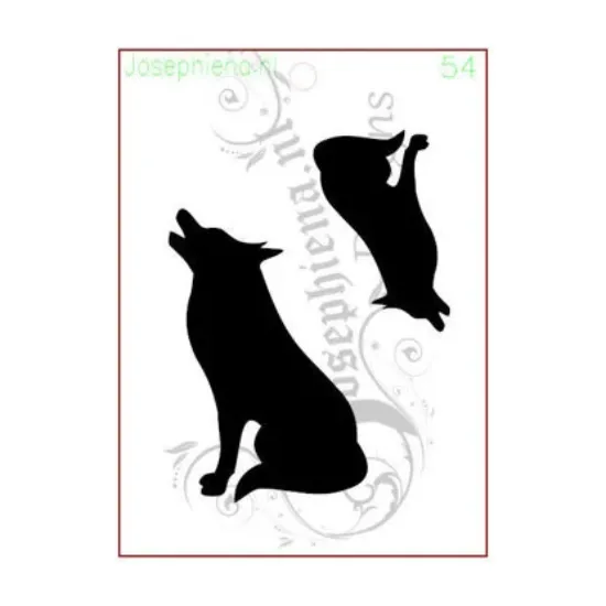 Afbeeldingen van Huilende wolf - stencil - A6S054