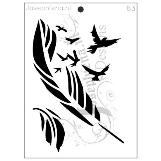Afbeeldingen van feather and birds - Josephiena's stencil A5 - A5S083