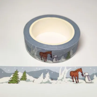 Afbeeldingen van Gummiapans Washi tape- Yuki met paard
