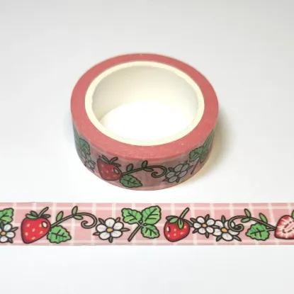 Afbeeldingen van Gummiapans Washi tape- Aardbeien