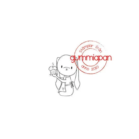 Afbeeldingen van Noriko met een cupcake - stempel - Gummiapan