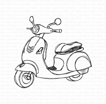 Afbeeldingen van Doodled Scooter - stempel - Gummiapan