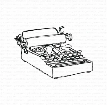 Afbeeldingen van Doodled Typmachine- stempel - Gummiapan