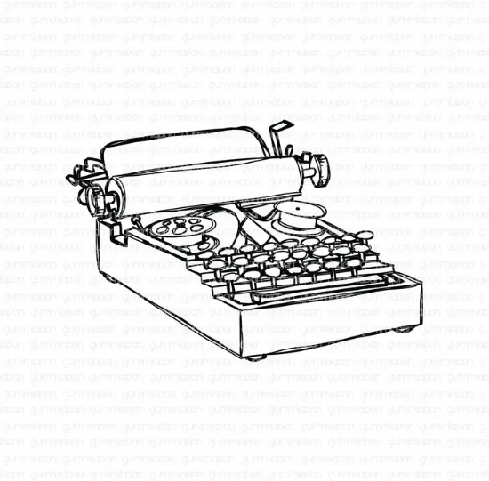 Afbeeldingen van Doodled Typmachine- stempel - Gummiapan