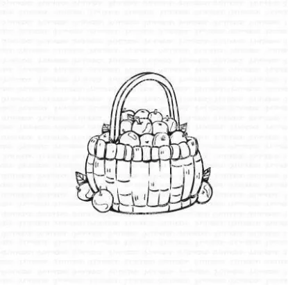 Afbeeldingen van Mand Met Appels - stempel - Gummiapan