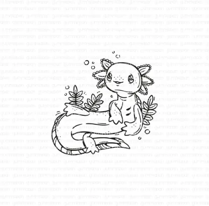 Afbeeldingen van Axolotl - stempel - Gummiapan