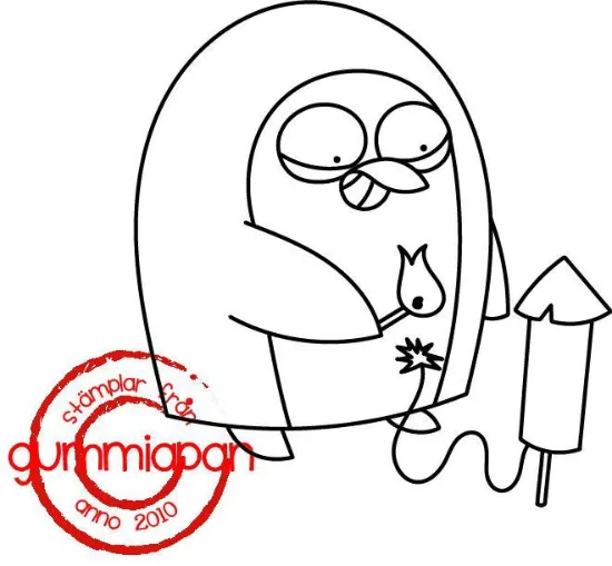 Afbeeldingen van Sylvester -stempel met stans - Gummiapan