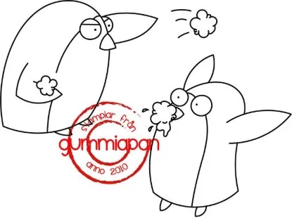 Afbeeldingen van Ping & Pong  -stempel met stans - Gummiapan