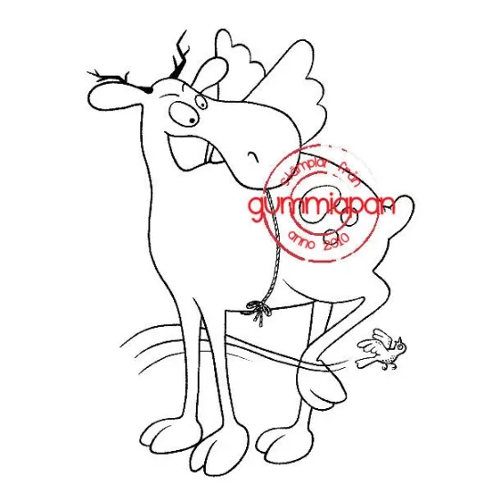 Afbeeldingen van Angel Deer -stempel met stans - Gummiapan