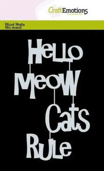 Afbeeldingen van CraftEmotions Mask stencil - Tekst Meow Cats Rule A6 (EN) Carla Creaties - 185070/0204