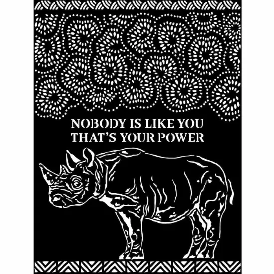 Afbeeldingen van Stamperia Thick Stencil 20x25cm Savana Rhino - KSTD103