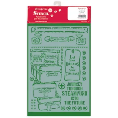 Afbeeldingen van Stamperia Stencil A4 Lady Vagabond Luggage - KSG455