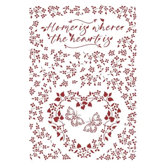 Afbeeldingen van Stamperia Stencil A4 Provence Home is Where the Hearting - KSG490