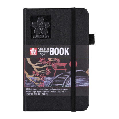 Afbeeldingen van Sakura Schetsboek 9x14 cm 140gr 80 vel Zwart