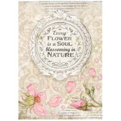 Afbeeldingen van Stamperia A4 Rice Paper Romantic Garden House Frame With Quote