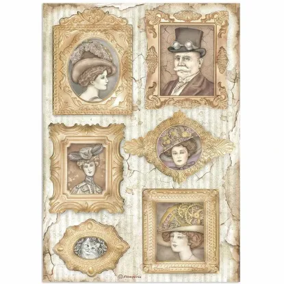 Afbeeldingen van Stamperia Rice Paper A4 Lady Vagabond Lifestyle Frames