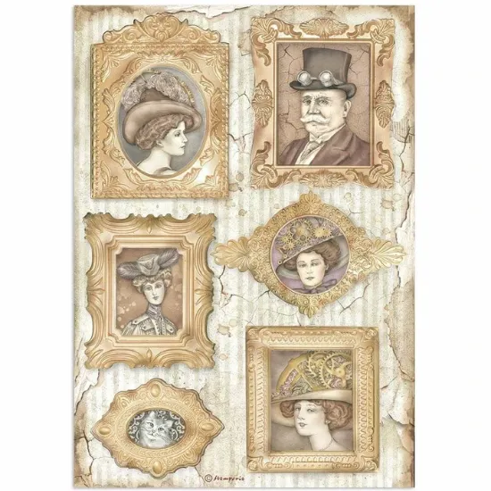 Afbeeldingen van Stamperia Rice Paper A4 Lady Vagabond Lifestyle Frames