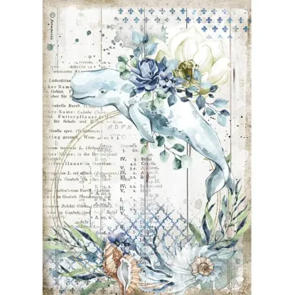 Afbeeldingen van Stamperia Rice Paper A4 Romantic Sea Dream Whale